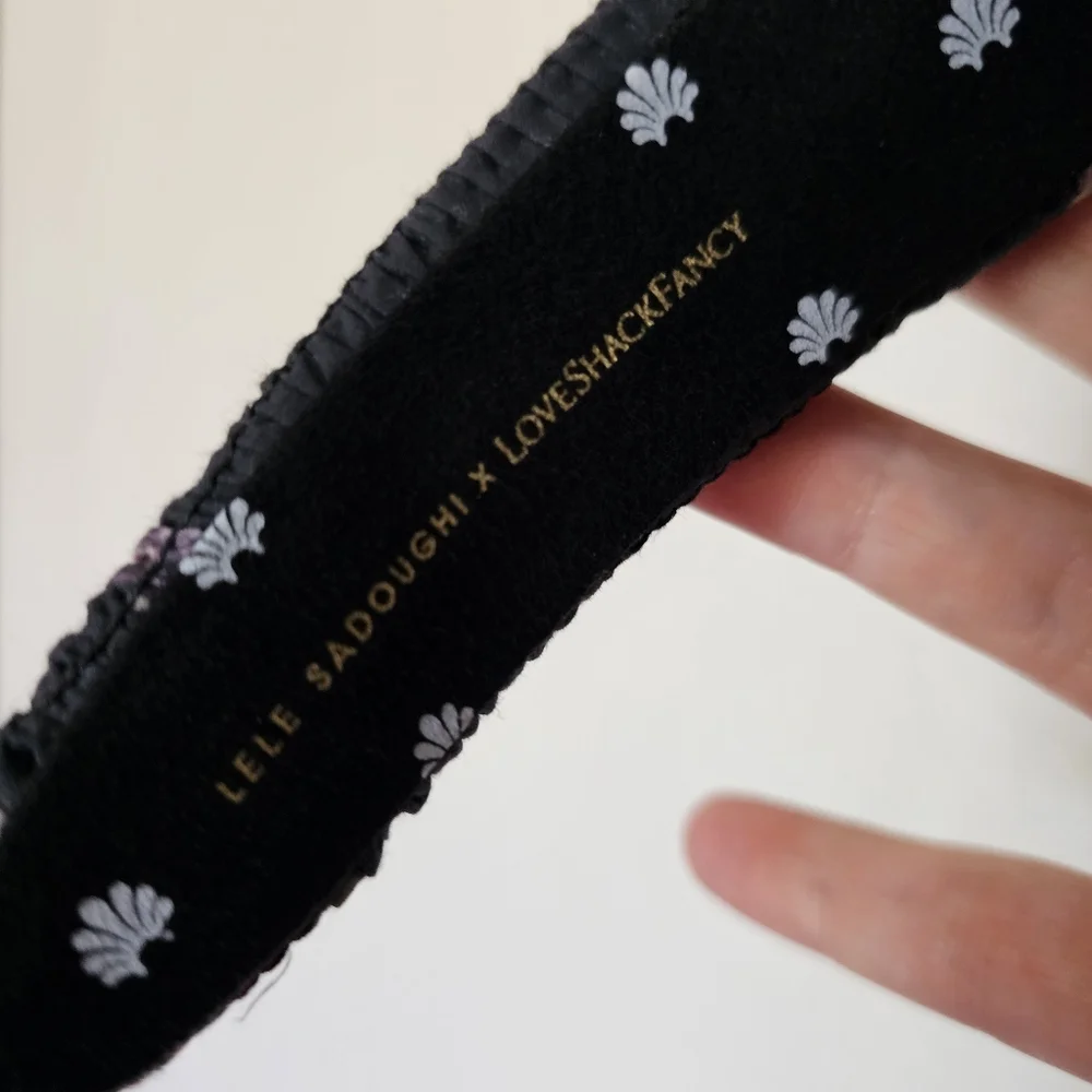 Lele Sadoughi x Loveshackfancy Black Coffee Padded Headband Shirred Floral
